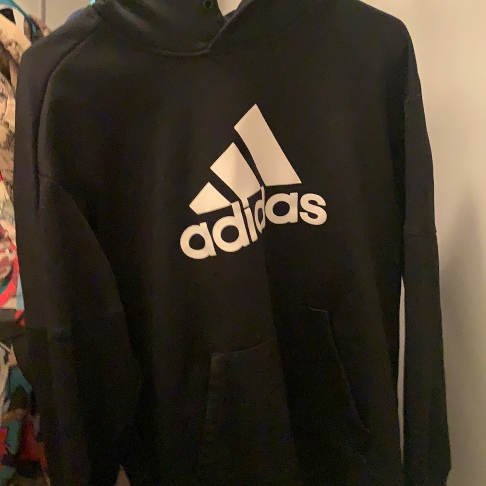 Black and white Addidas hoodie (:
